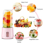 Portable high-speed blender with various ingredients for smoothies, juices, and baby food preparation