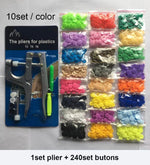 Snap pliers kit for cloth with 240 colorful buttons and accessory tools for DIY projects