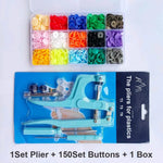 Snap pliers kit for cloth with pliers, colorful snaps, and storage box for easy crafting
