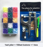 Snap pliers kit for cloth with assorted plastic snaps and tools for crafting projects