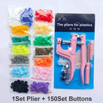 Snap pliers kit for cloth with 150 colorful buttons and a convenient plier for DIY projects
