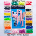 Snap pliers kit for cloth with 1 plier and 360 colorful buttons for DIY projects