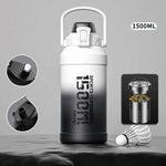 1500ML Stainless Steel Sports Water Bottle with Secure Cap and Built-in Infuser for Active Lifestyles