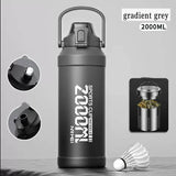 Gradient Grey Stainless Steel Sports Water Bottle 2000ML with Easy Grip and Leak Proof Design