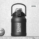Durable Stainless Steel Sports Water Bottle in Black with 800ml Capacity for Hydration on the Go