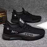 Bargain Harolds stylish black casual shoes featuring a breathable knit upper and comfortable sole