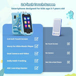 Colorful 2.8-inch touchscreen phone for kids 3-12 with dual camera, music player, and learning games