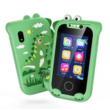 Colorful dinosaur themed touchscreen phone for kids 3-12 with camera and games features