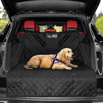 Trunk dog cushion in black designed for pet comfort during car journeys
