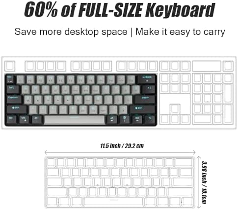 abucow 60% Mechanical Gaming Keyboard Blue Switch Wired Compact Keyboard Anti-Ghosting No-Conflict - Image 4