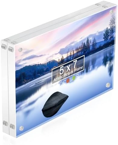 ADColor 5x7 Acrylic Picture Frames-20% Thicker Block Magnetic Floating Photo Picture Frame