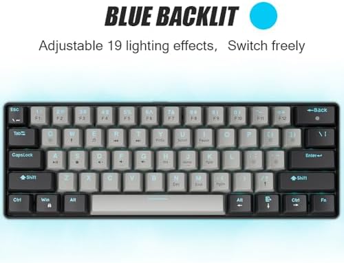abucow 60% Mechanical Gaming Keyboard Blue Switch Wired Compact Keyboard Anti-Ghosting No-Conflict - Image 3