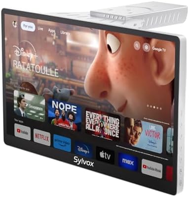 Sylvox Small TV, Kitchen TV Smart Google TVs, 15.6 inch 1080P Under Cabinet Television flip up & Down