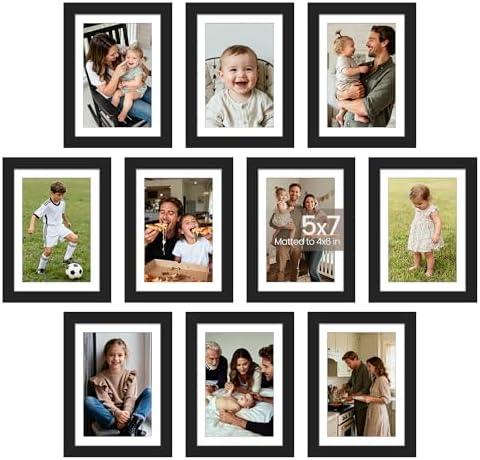 upsimples 5x7 Picture Frame Set of 10,Multi Photo Frames Collage for Wall
