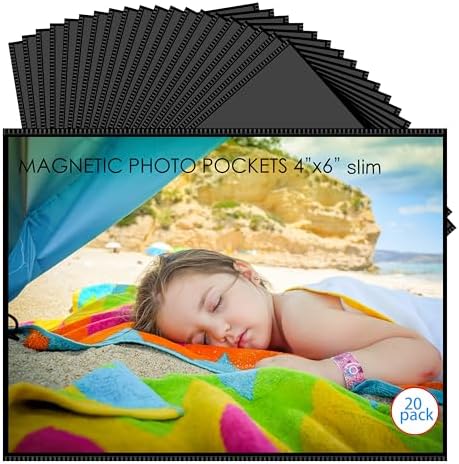 Mositear 20 Pack 4"x6" Premium Super Slim Magnetic Picture Pockets Frames