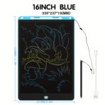 LCD Charging Doodle Board: 9-16 Inch Color Drawing Tablet, Suitable for Electronic Writing - Blue, 16 Inch
