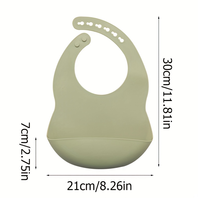 Baby Soft Bib, Simple Plain Color Blank Pattern Adjustable Size Silicone Bib for 1 Year Old - Image 2