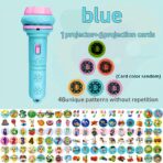 A Projector Flashlight with 48 Patterns, Featuring Fun Toys for Bedtime, Including Dinosaurs Animals - 6 cards/blue