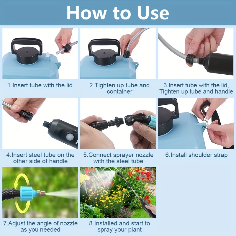 1.3 Gallon Battery-Powered Garden Sprayer with USB Rechargeable Handle, 4 Nozzle Spray - Image 10