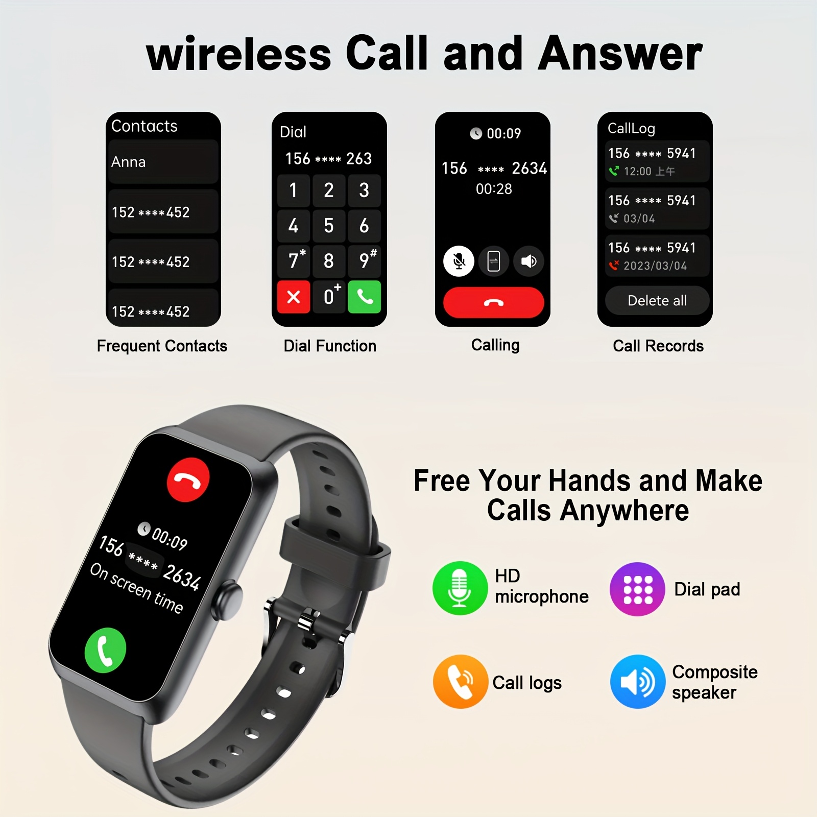 1.47-Inch HD Touchscreen Smartwatch, Unisex Fitness Tracker with SMS Alerts - Image 4