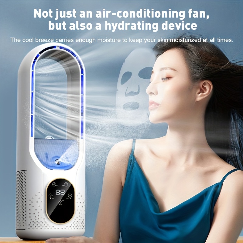 Bladeless Fan with Ice Mist Cooling & 6-Speed Conversion, USB-Powered Portable Air Cooler for Home/ Office - Image 4