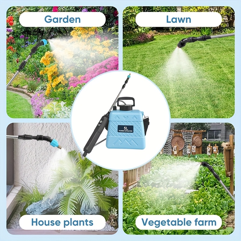 1.3 Gallon Battery-Powered Garden Sprayer with USB Rechargeable Handle, 4 Nozzle Spray - Image 4