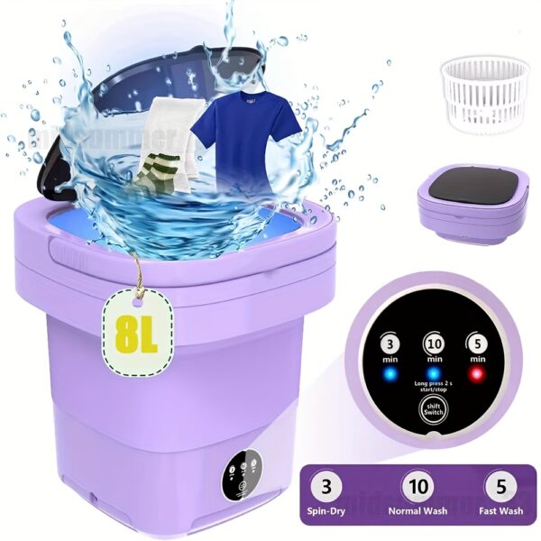 Portable Mini Washing Machine Washer Foldable Washer and Spin Dryer for Apartment, RV and Travel Use