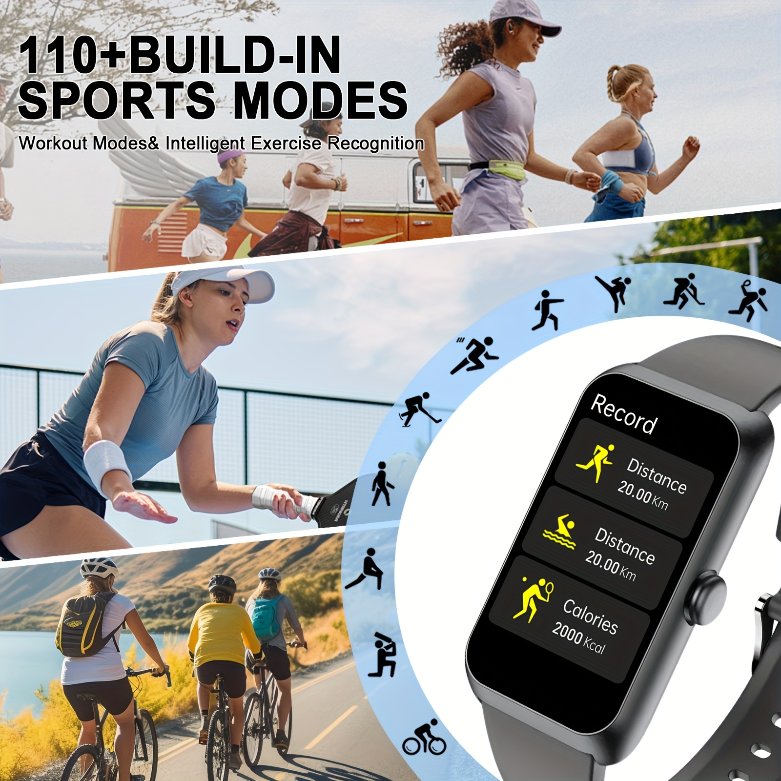 1.47-Inch HD Touchscreen Smartwatch, Unisex Fitness Tracker with SMS Alerts - Image 11