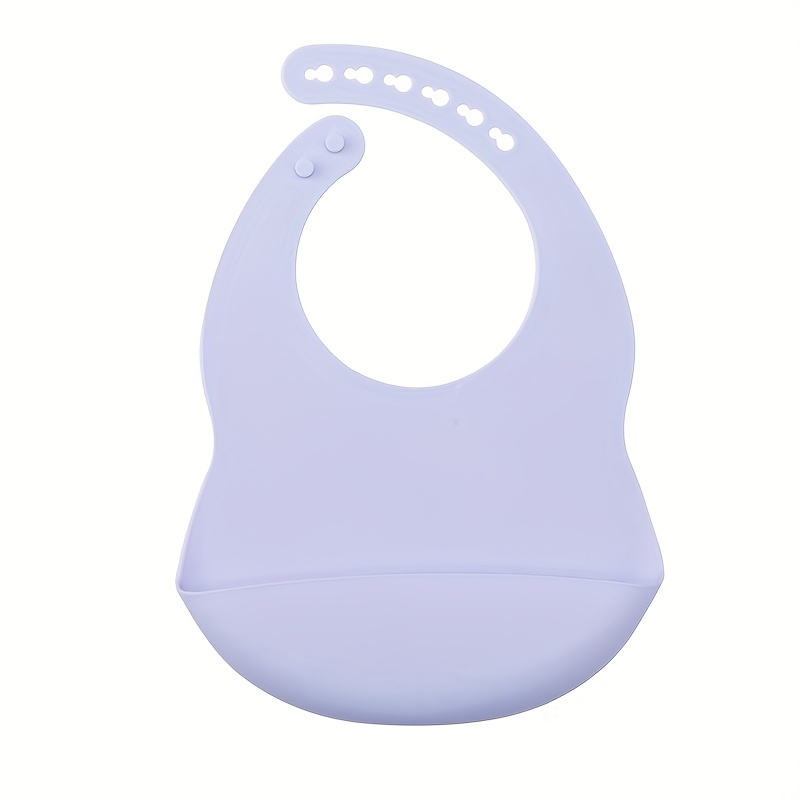 Baby Soft Bib, Simple Plain Color Blank Pattern Adjustable Size Silicone Bib for 1 Year Old - Image 4