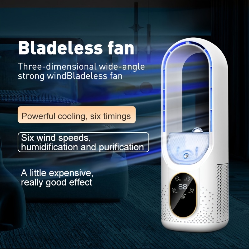 Bladeless Fan with Ice Mist Cooling & 6-Speed Conversion, USB-Powered Portable Air Cooler for Home/ Office - Image 5