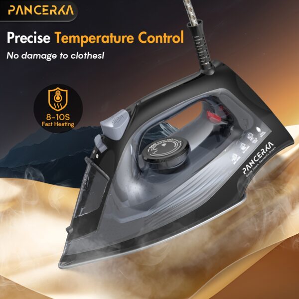 PANCERKA Steam Iron, Adjustable Thermostat Control Steam Iron, Non-stick Soleplate, Overheat Safety Protection & Variable Steam Control