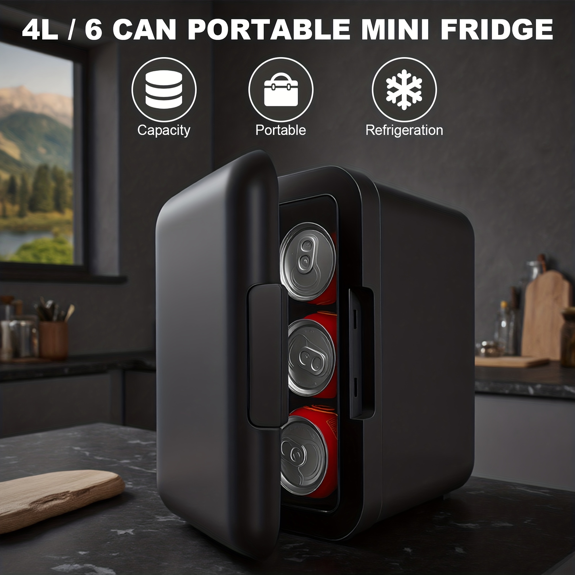 1.06gal Portable Mini Refrigerator with Mirror And Light for Both Heating And Cooling - Image 3