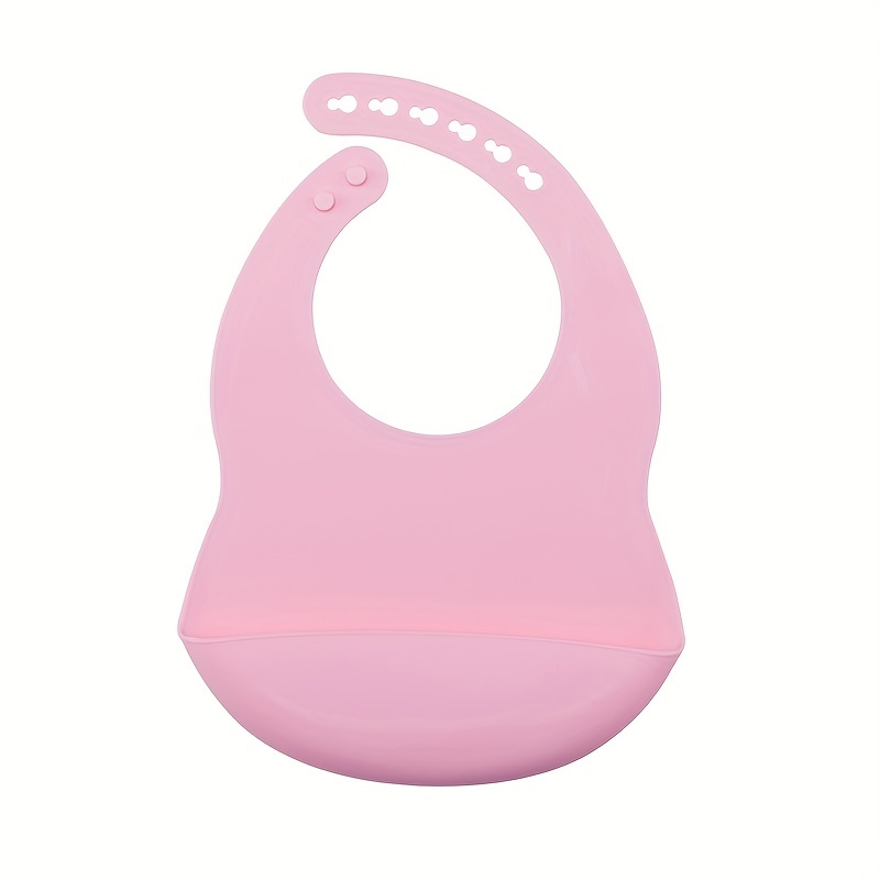 Baby Soft Bib, Simple Plain Color Blank Pattern Adjustable Size Silicone Bib for 1 Year Old - Image 10