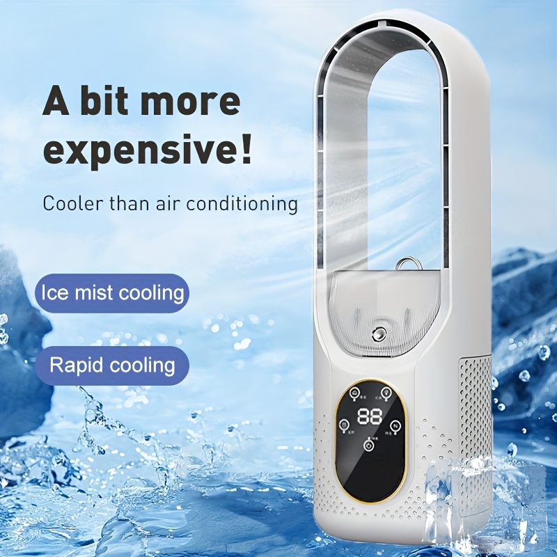 Bladeless Fan with Ice Mist Cooling & 6-Speed Conversion, USB-Powered Portable Air Cooler for Home/ Office - Image 8
