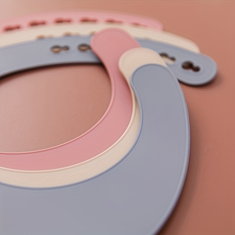 Baby Soft Bib, Simple Plain Color Blank Pattern Adjustable Size Silicone Bib for 1 Year Old - Image 8