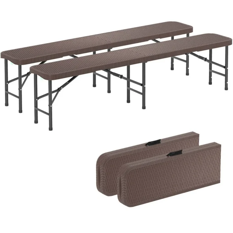 2PCS 6 ft Plastic Folding Bench w/ 1320 LBS Capacity Handle & Lock For Outdoor — Generic