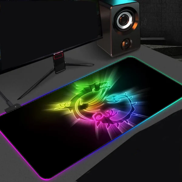 Rgb Mouse Pad Computer Pad Huge Mouse Pad Table Mat MSI Dragon Rubber Pad Keyboard Pad Gamer Mouse Pad Gaming Accessories — Rgb
