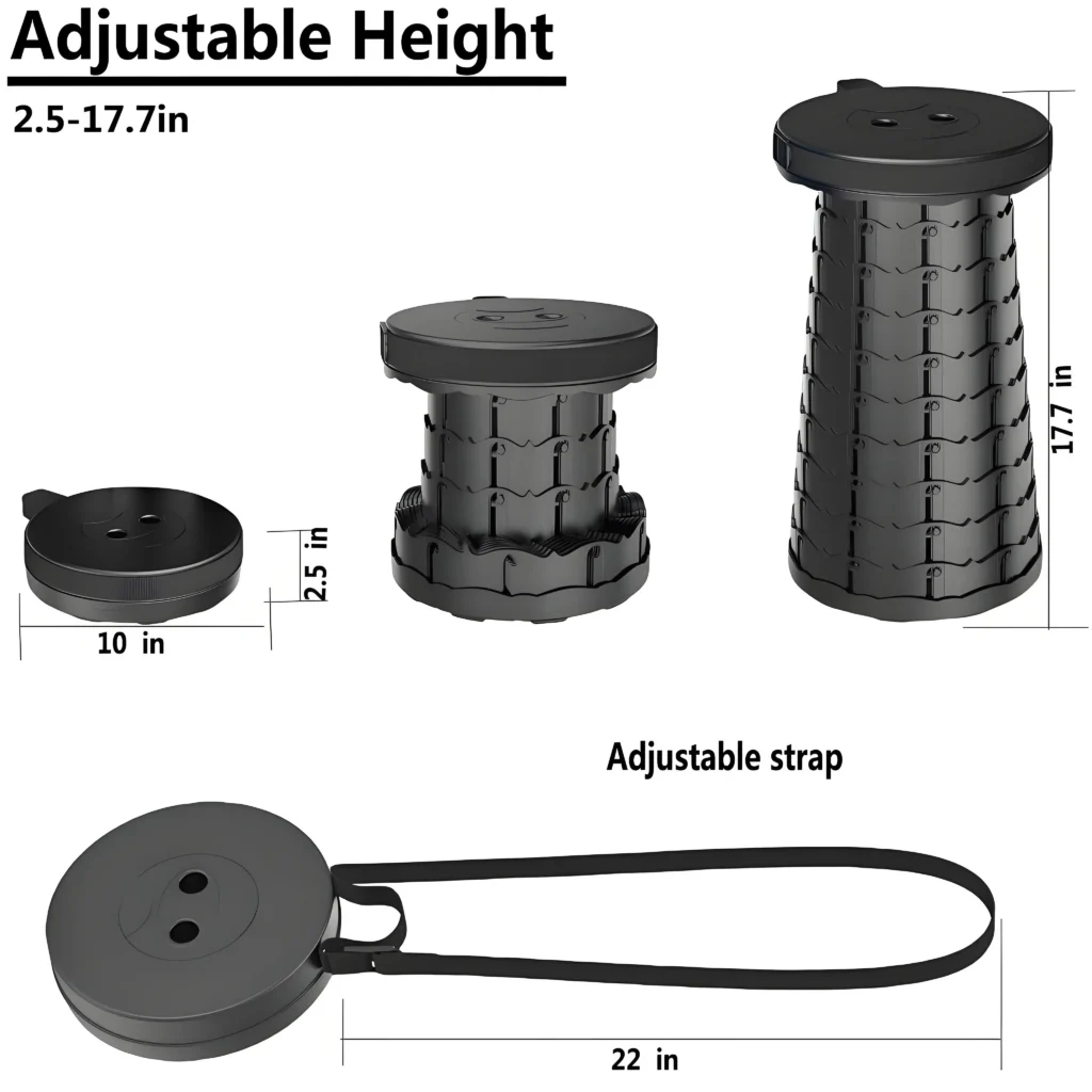 Space Saving Collapsible Stool Portable Camping Seat with Large Capacity Lightweight Outdoor Hiking Fishing Subway Bus Commuting — Space