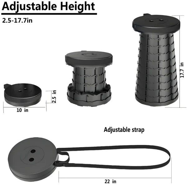 Space Saving Collapsible Stool Portable Camping Seat with Large Capacity Lightweight Outdoor Hiking Fishing Subway Bus Commuting — Space