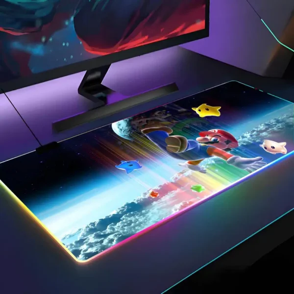 Hot Game Super Cool M-Mario Bros Mouse Pad RGB Backlit Mouse Pad Laptop Mouse Pad Laptop Gamer Computer Desk Gaming Accessories — Hot