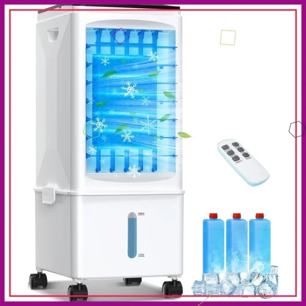 Portable Air Conditioner, 10L Reservoir Fast Cooling Evaporative Cooler, 4-in-1 AC with Remote for Room Office — Portable