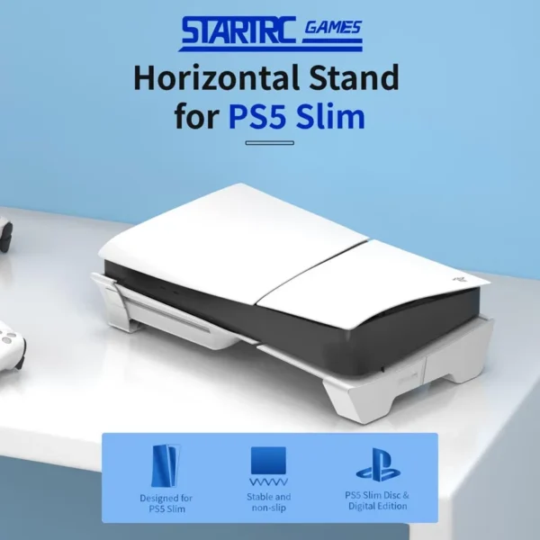 Horizontal Stand for PS5 Slim/Pro Games Console Anti-slip Cooling Base Bracket for PlayStation 5 Slim Console Game Accessories — Horizontal