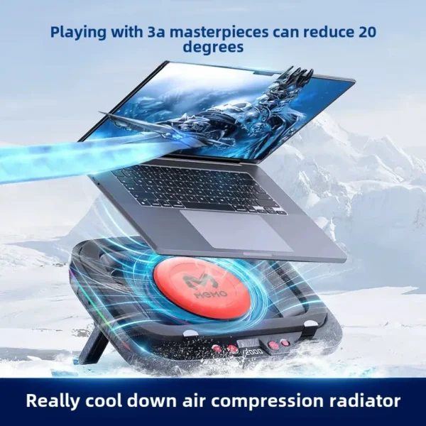 MEMO FL08 7 Angle Adjustable Notebook Powerful Fan Cooling Pad for 14-19'' Game Laptop Cooler Strong Wind Kickstand Base Bracket — MEMO