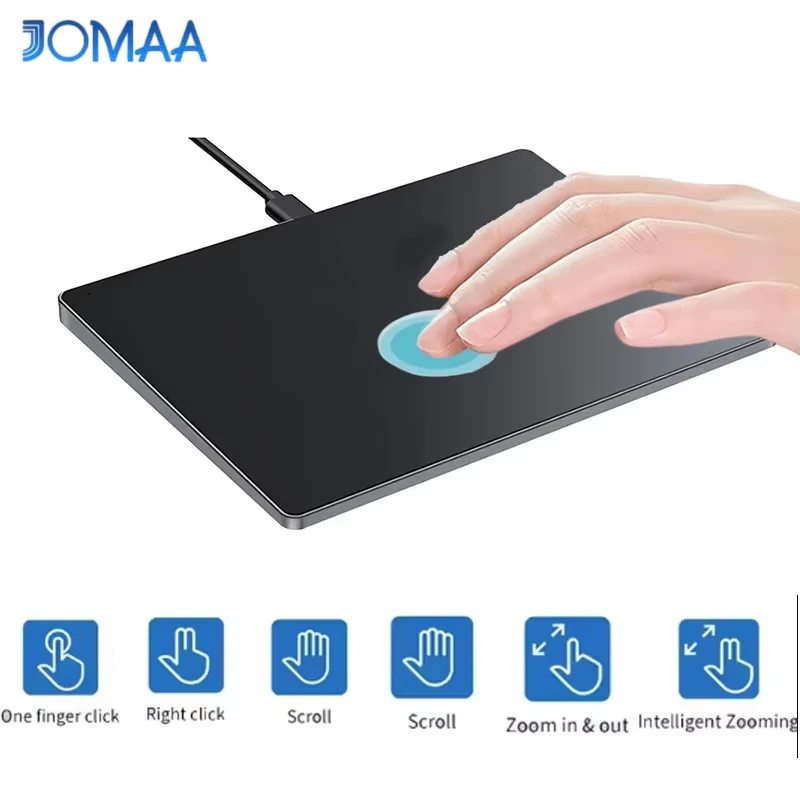 Jomaa Wired Trackpad Muti-Touch,Touchpad with High Precision USB Touchpad for Windows 7/10/11 Laptop Notebook PC Computer, Black — Jomaa