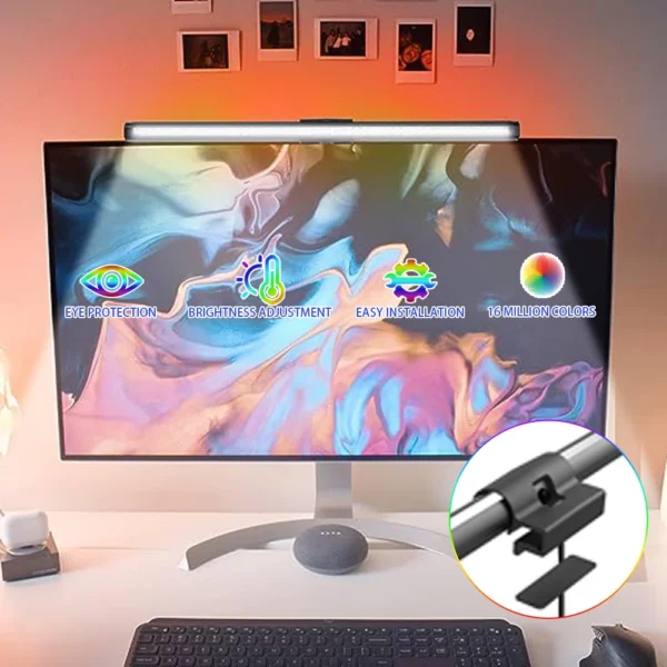 Wiscolor Monitor Lights Bar RGB Screen Hanging Light Bar Eye-caring LED Computer Desk Lamp USB Work Reading Lighting — Ring