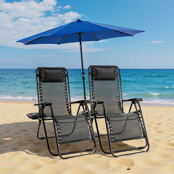JHK Zero Gravity Portable Recliner Camping Patio Outdoor Garden Lounge Chair with Cup Holder Trays Adjustable Pillow for Backyard — JHK