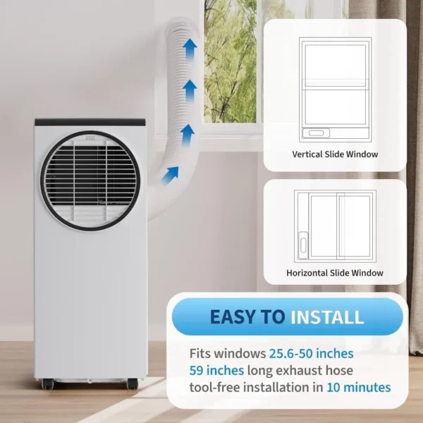 Portable Air Conditioner 8000 BTU, 3-in-1 Cool/Dehumidifier/Fan AC Unit with Remote & 24H Timer, Cools Up to 350 Sq.Ft for Bedroom, Office — Portable