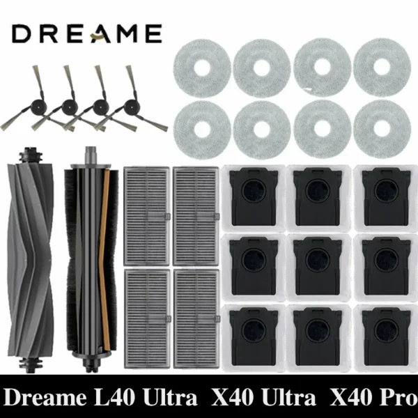 Dreame L40 ultra / X40 Ultra Robot Vacuum Accessories Dust Bags Mop Main Side Brushes Cloths HEPA Filters Spare Parts — Dreame