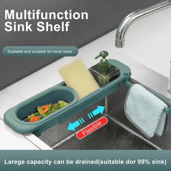 Adjustable Length Kitchen Sink Drain Basket Dish Drainer for Soap Towel Rack Supply Kitchen Accessories Shelf Dish drainer — Adjustable