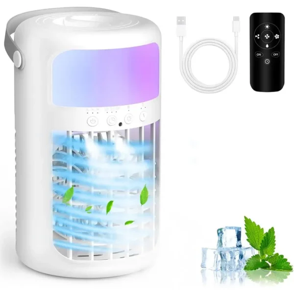 Enhanced 4-in-1 Portable Air Conditioner with 3 Speeds, 1500ml Tank, Quiet Mist, Remote & Timer for Home, Office — Enhanced
